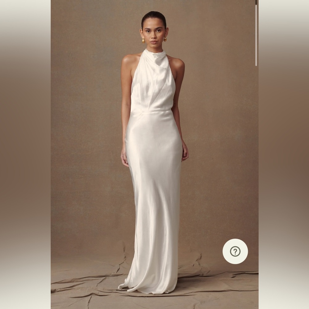 Meshki Esther Iridescent Satin Cowl Maxi Dress - Ivory